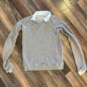 American Colors Heather Gray sweatshirt with Crisp White Collar attached